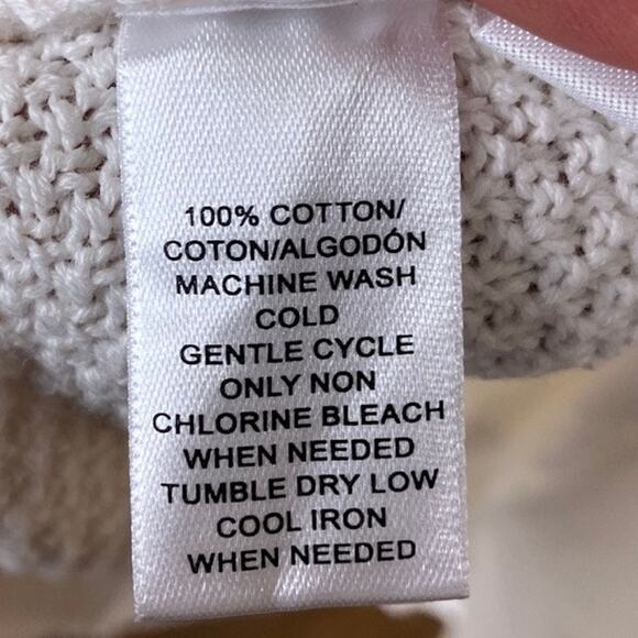 Ann Taylor LOFT Womens Sweater Cream Knit Crew Neck Long Sleeve 100% Cotton S - Picture 7 of 12